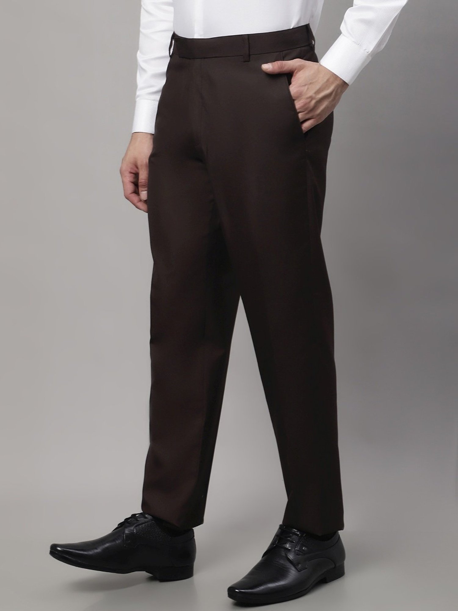 Jainish Coffee Cotton Tapered Fit Trousers