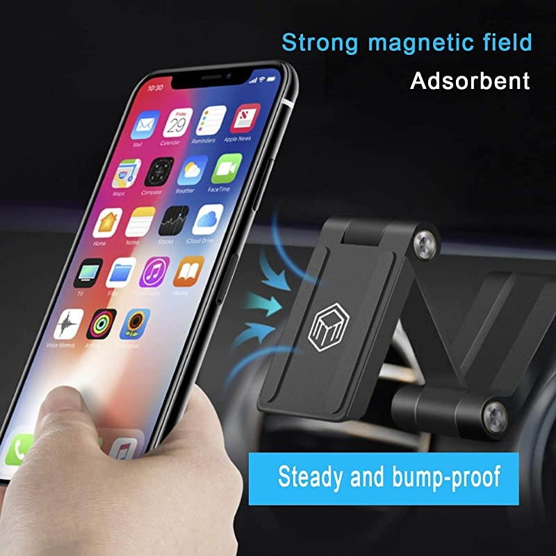 Car Phone Mount Magnetic Reliable Phone Holder for Car Dashboard Universal iPhone Mount for Any Smartphone GPS Radar Laser Detector Car Camera Recorder and More Use Metal Balck