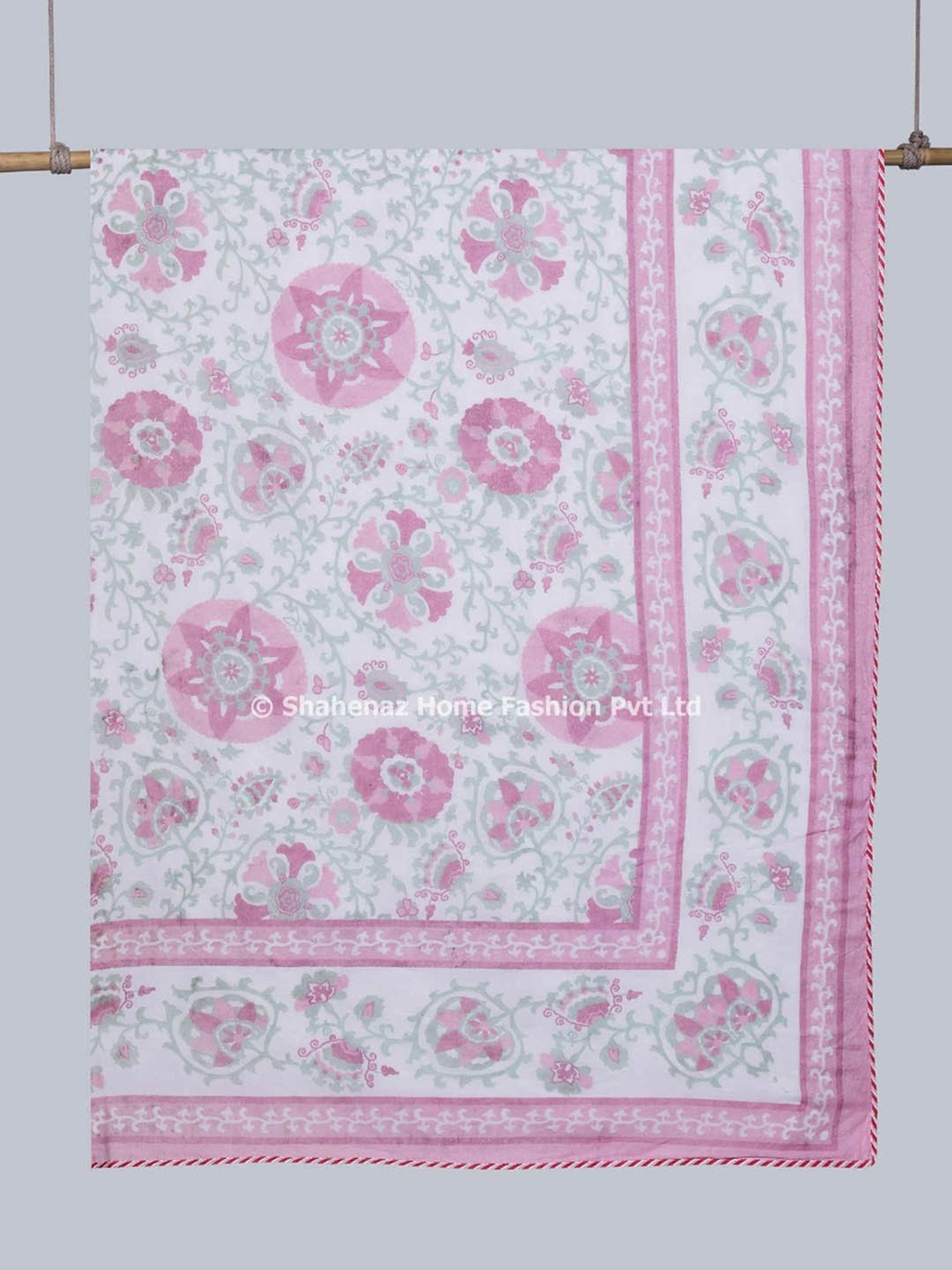 Shahenaz Daffodile Floral Pink Cotton Double Reversible Dohar