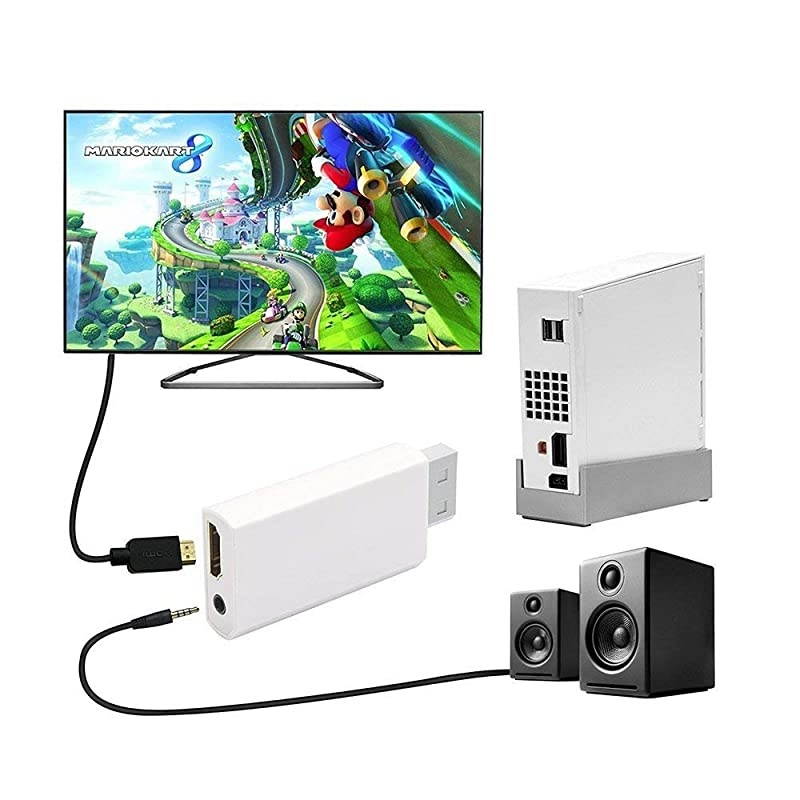 to HDMI Converter Output Video Audio Adapter with 35mm Audio Video Output Supports All Display Modes Best Compatibility and Stability for Nintendo to HDMI