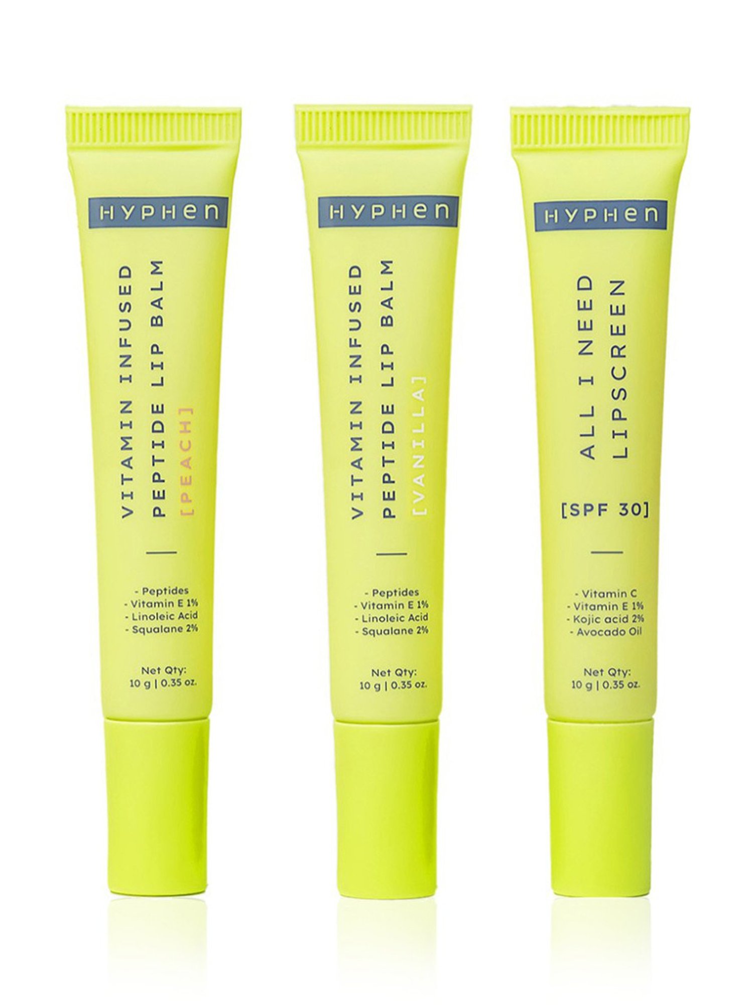 Hyphen Vitamin Infused Lip Balms Peach & Vanilla with All I Need Lipscreen Combo