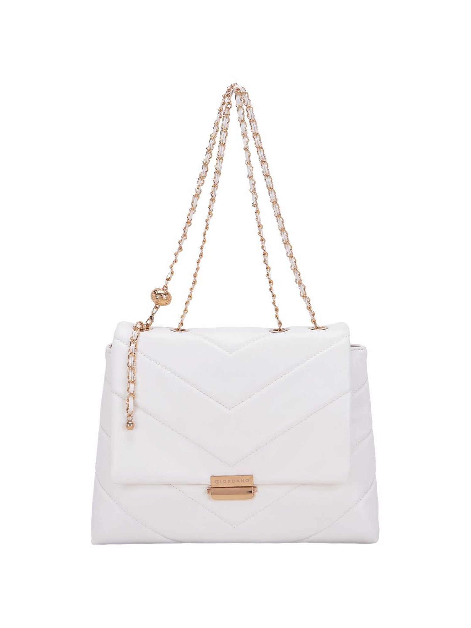 Giordano White Solid Medium Sling Handbag