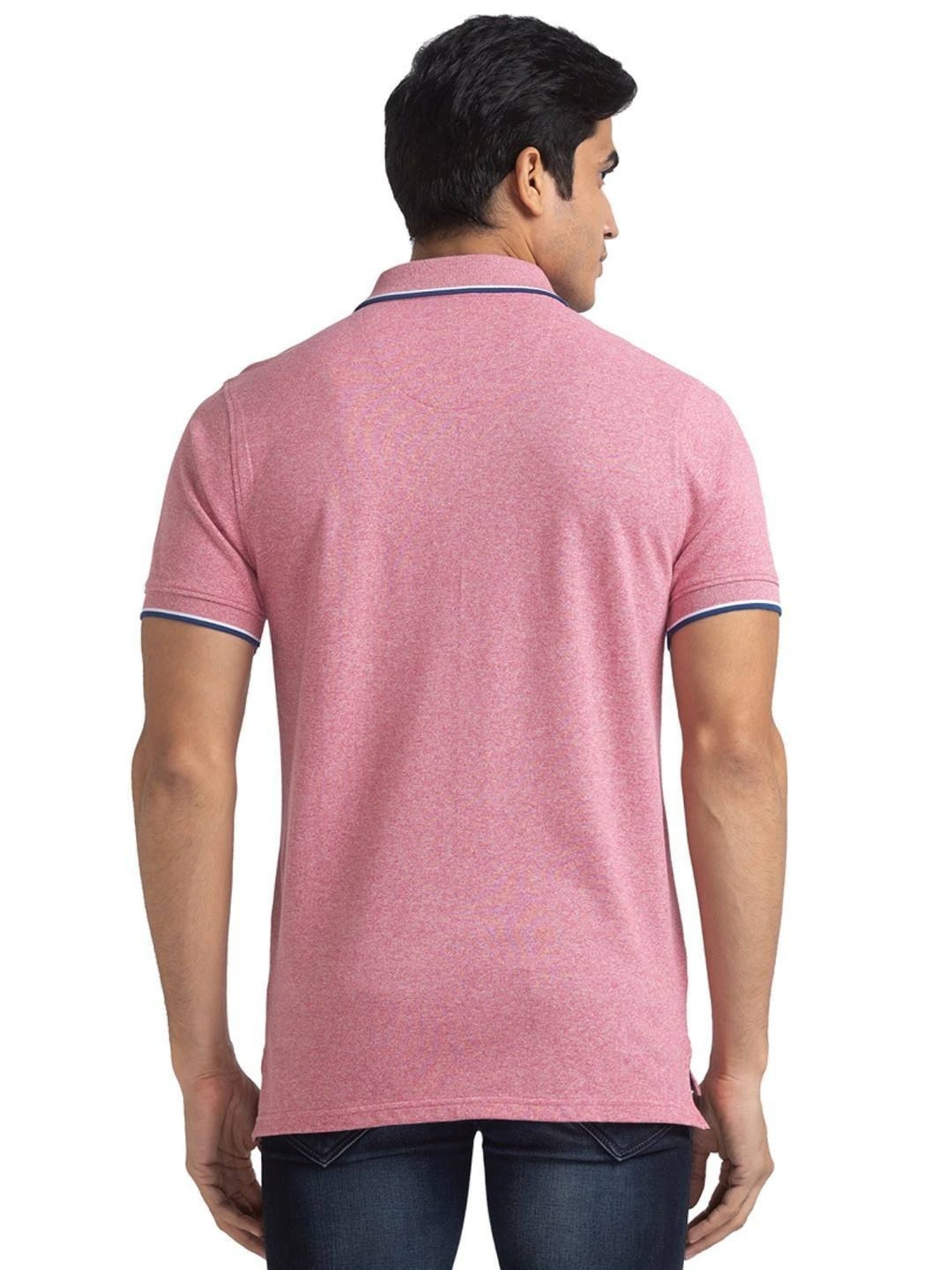 ColorPlus Light Red Cotton Tailored Fit Polo T-Shirt