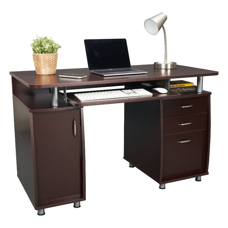 Complete Workstation Computer Desk with Storage Brown - Techni Mobili