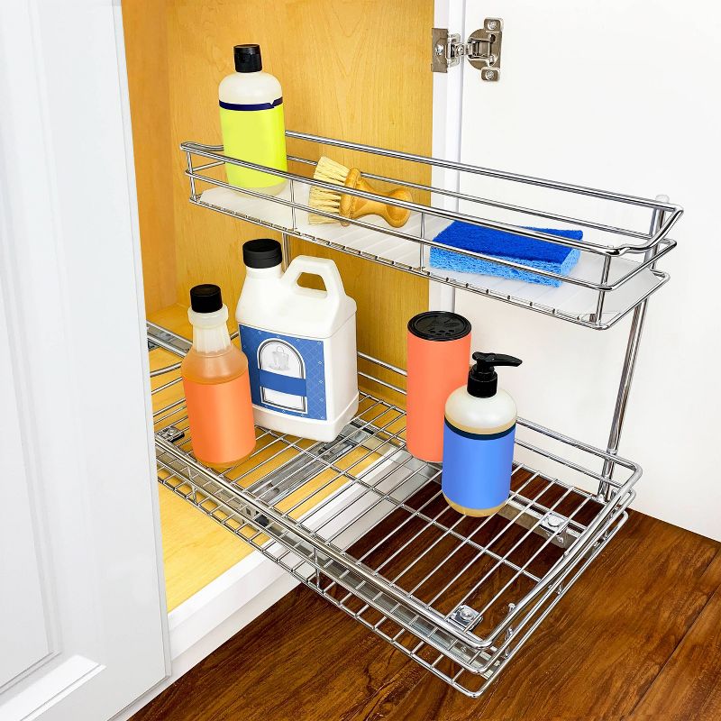 Link Professional 11.5" x 18" Slide Out Under Sink Cabinet Organizer - Pull Out Two Tier Sliding Shelf