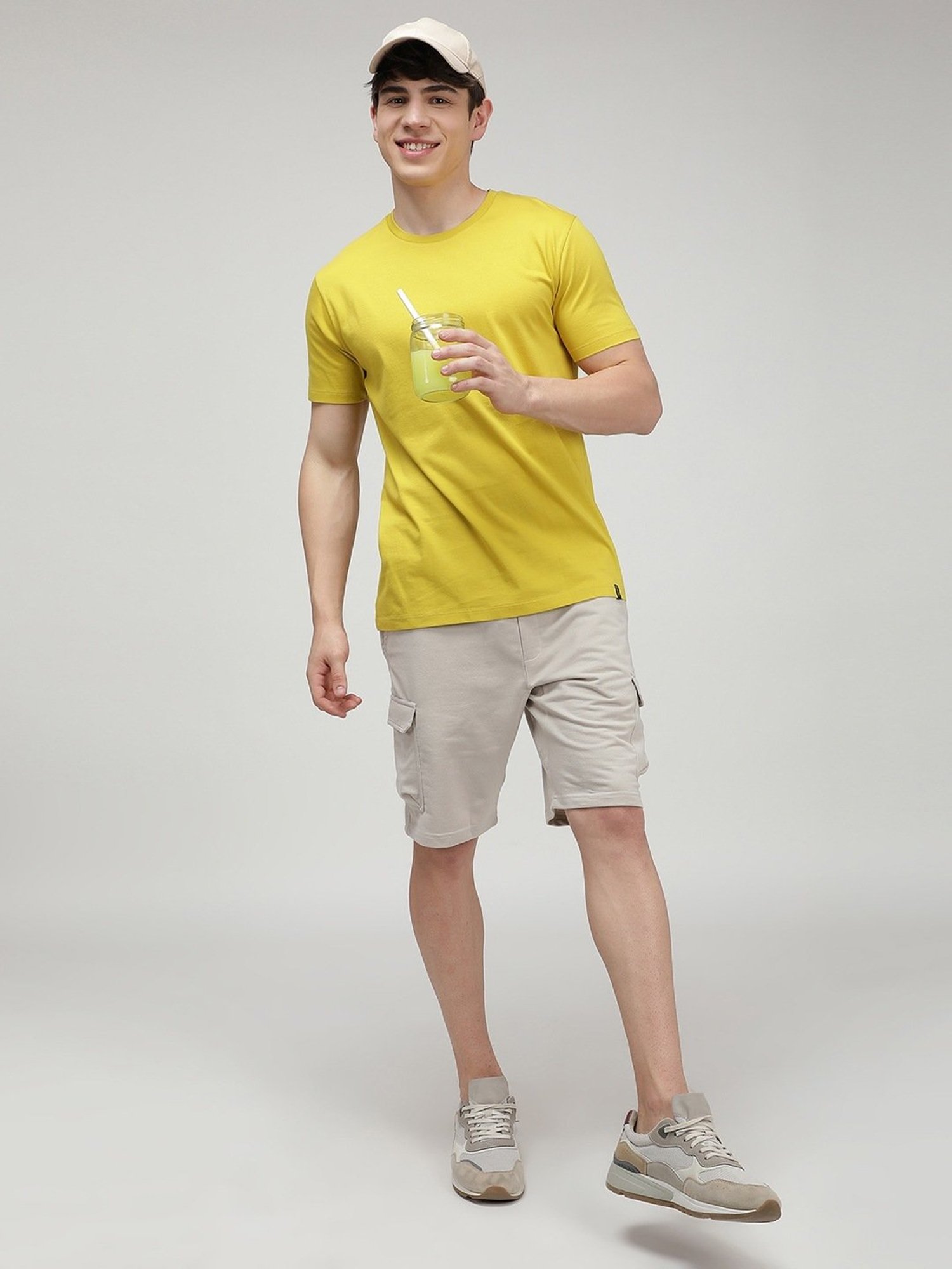 Sporto Sunlight Yellow Slim Fit T-Shirt