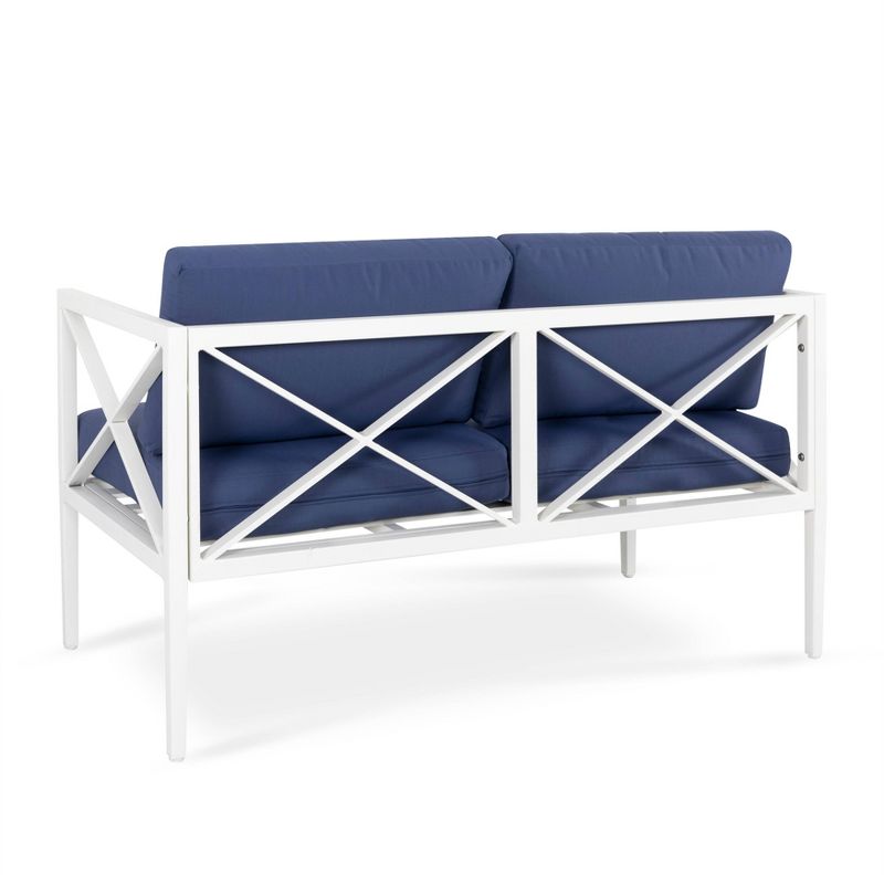 4pc Outdoor Aluminum Sofa Set White & Blue - Nuu Garden