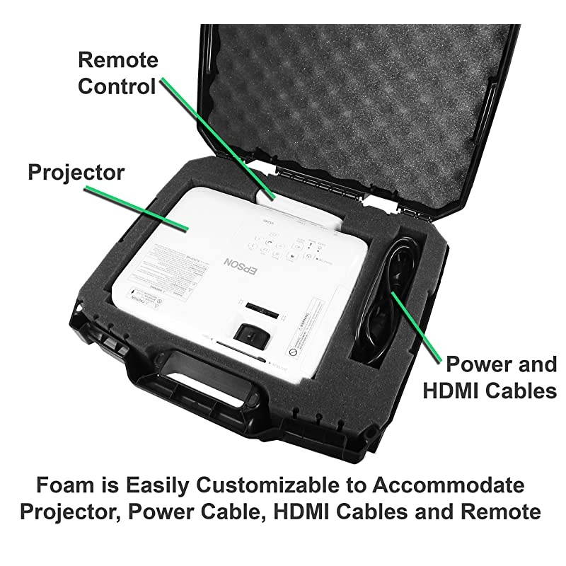 Home Video Projector Hard Case with Dense Foam Compatible with Epson VS240 VS345 VS340 EX3260 EX7260 EX3240 EX3220 EX7240 EX7235 EX7230 3lcd Xga Svga and 3D Projectors