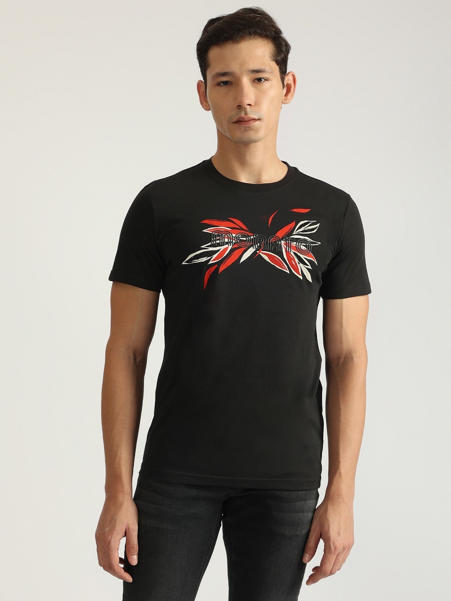 Antony Morato Black Pure Cotton Slim Fit Printed T-Shirt