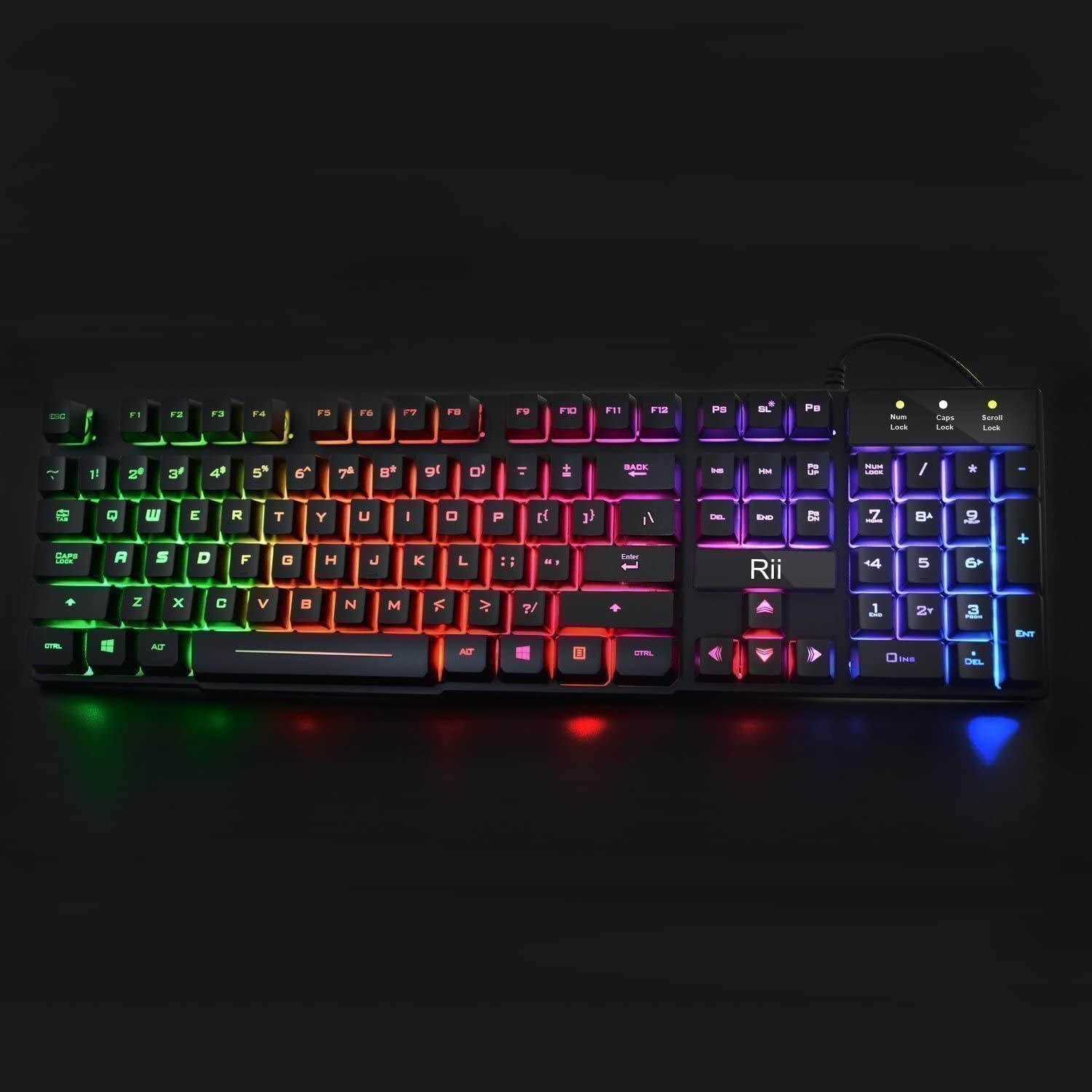 RK100+ Multiple Color Rainbow LED Backlit Large Size USB Wired Mechanical Feeling Multimedia PC Gaming Keyboard,Office Keyboard for Working or Primer Gaming,Office Device