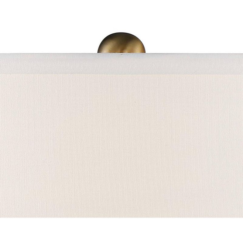 Possini Euro Design Modern Table Lamp with Night Light LED White Glass Off White Hourglass Decor Living Room Bedroom House Bedside