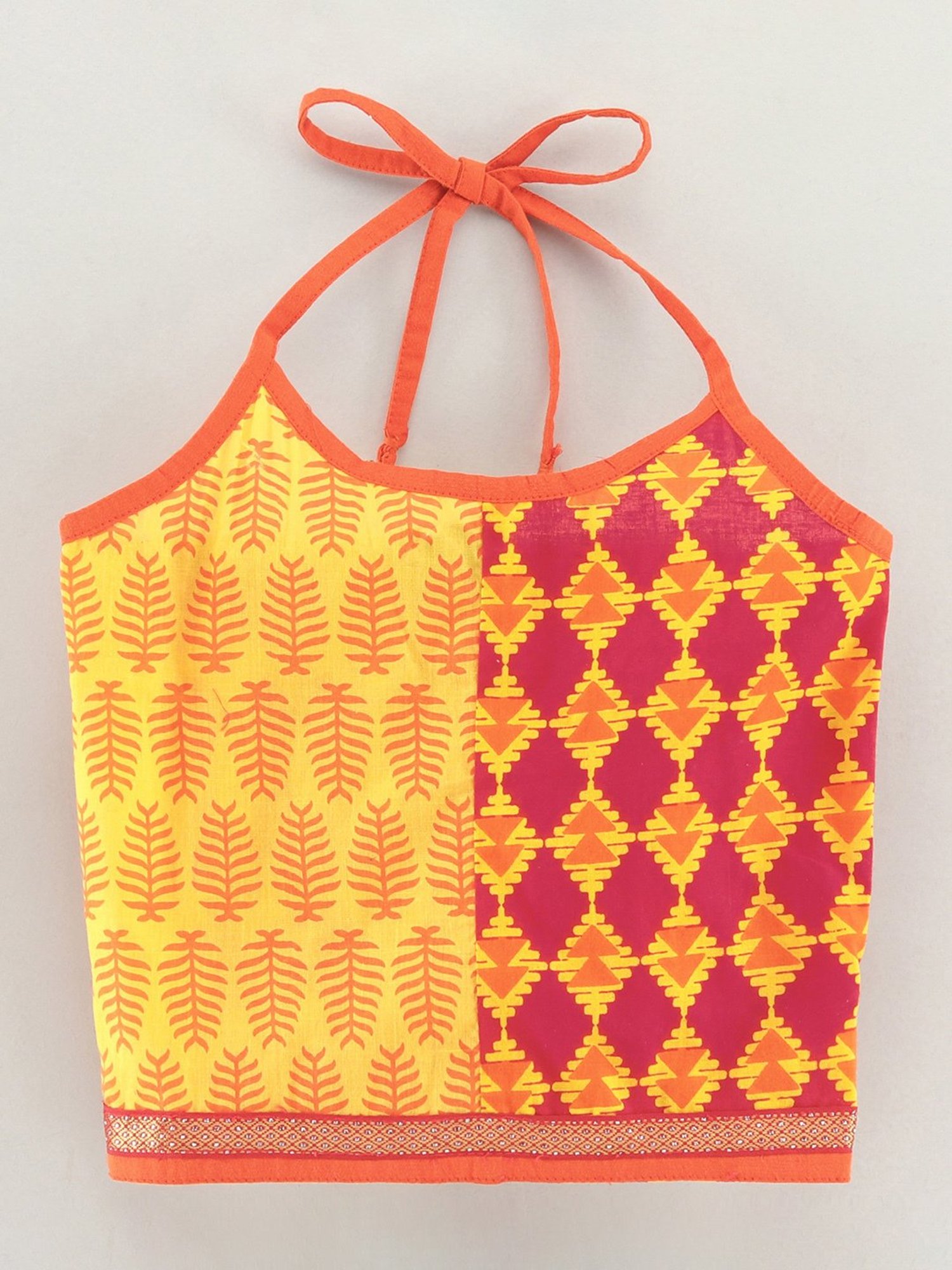 TWISHA Kids Yellow & Orange Printed Top with Dhoti
