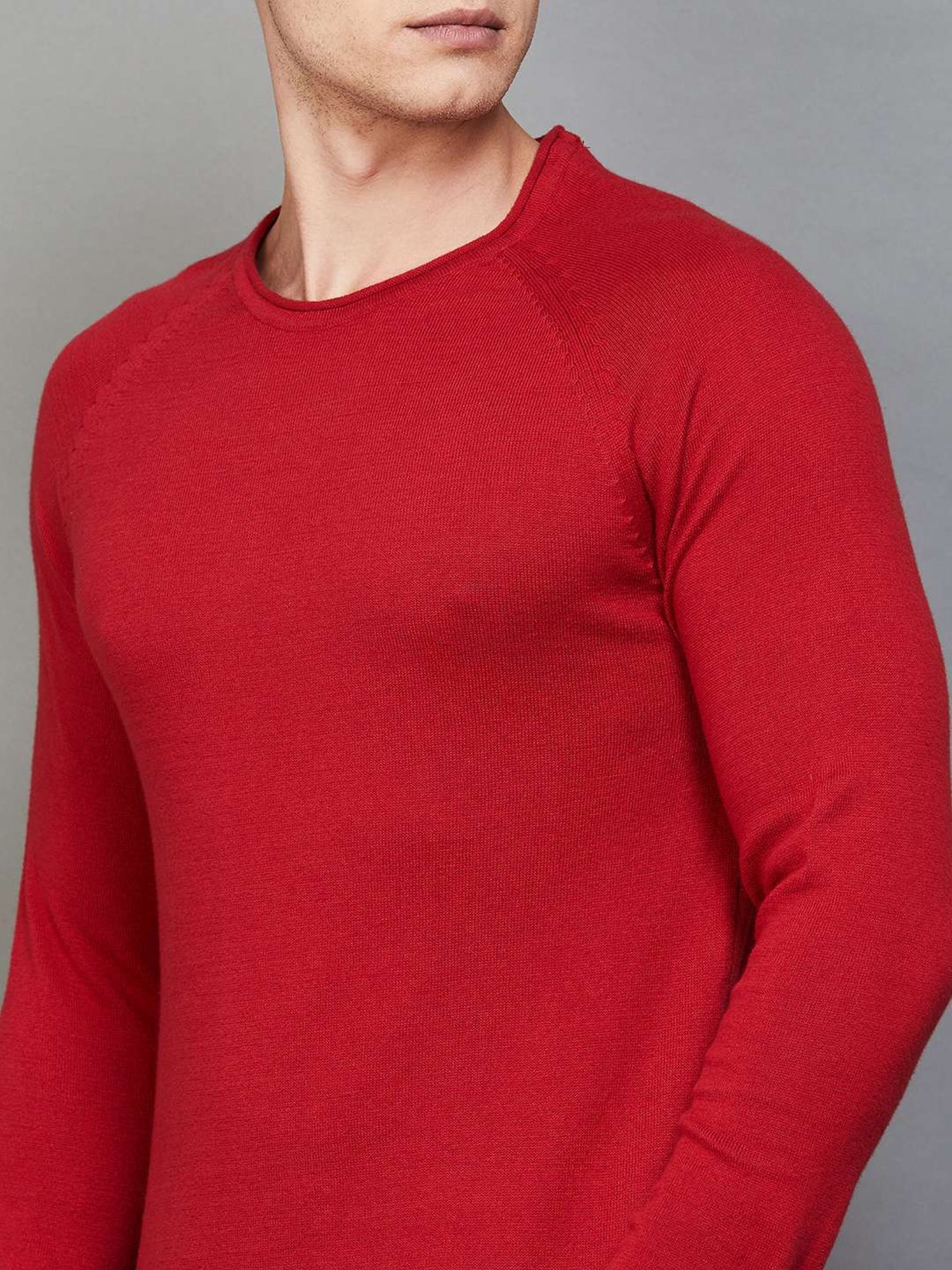 BOSSINI Red Cotton Regular Fit Sweater