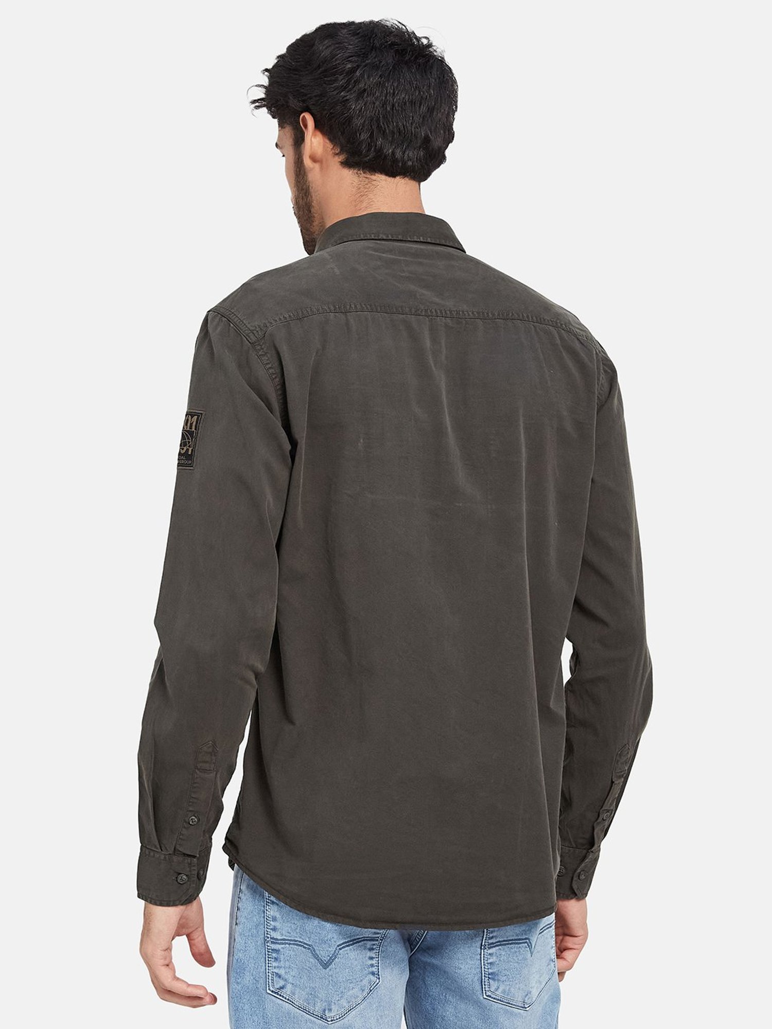 METTLE Olive Regular Fit Shirt