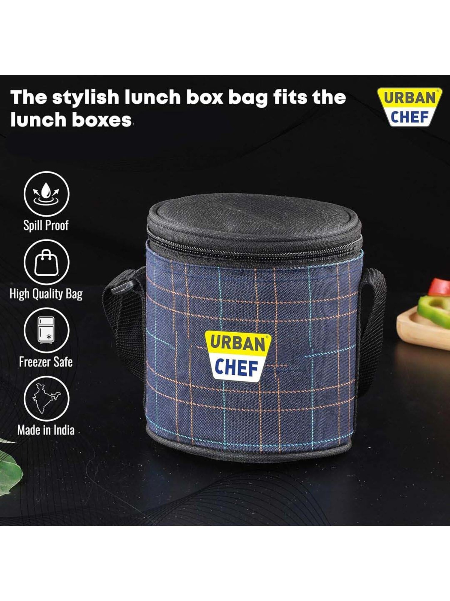 Urban Chef Black Stainless Steel Essential 3 Containers Lunch Box - Set of 3