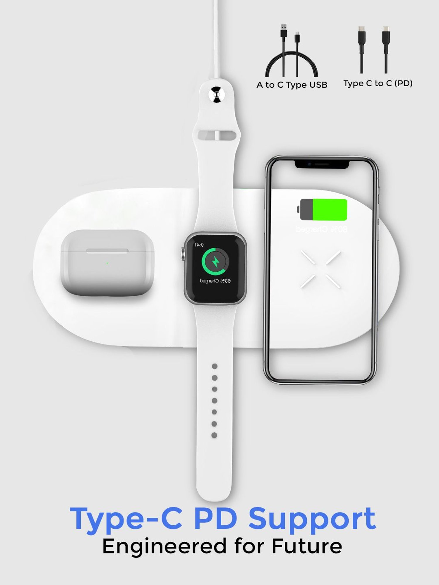 UNIGEN UNIDOCK 300 3-in-1 Wireless 15W Charging Mat Station (White)