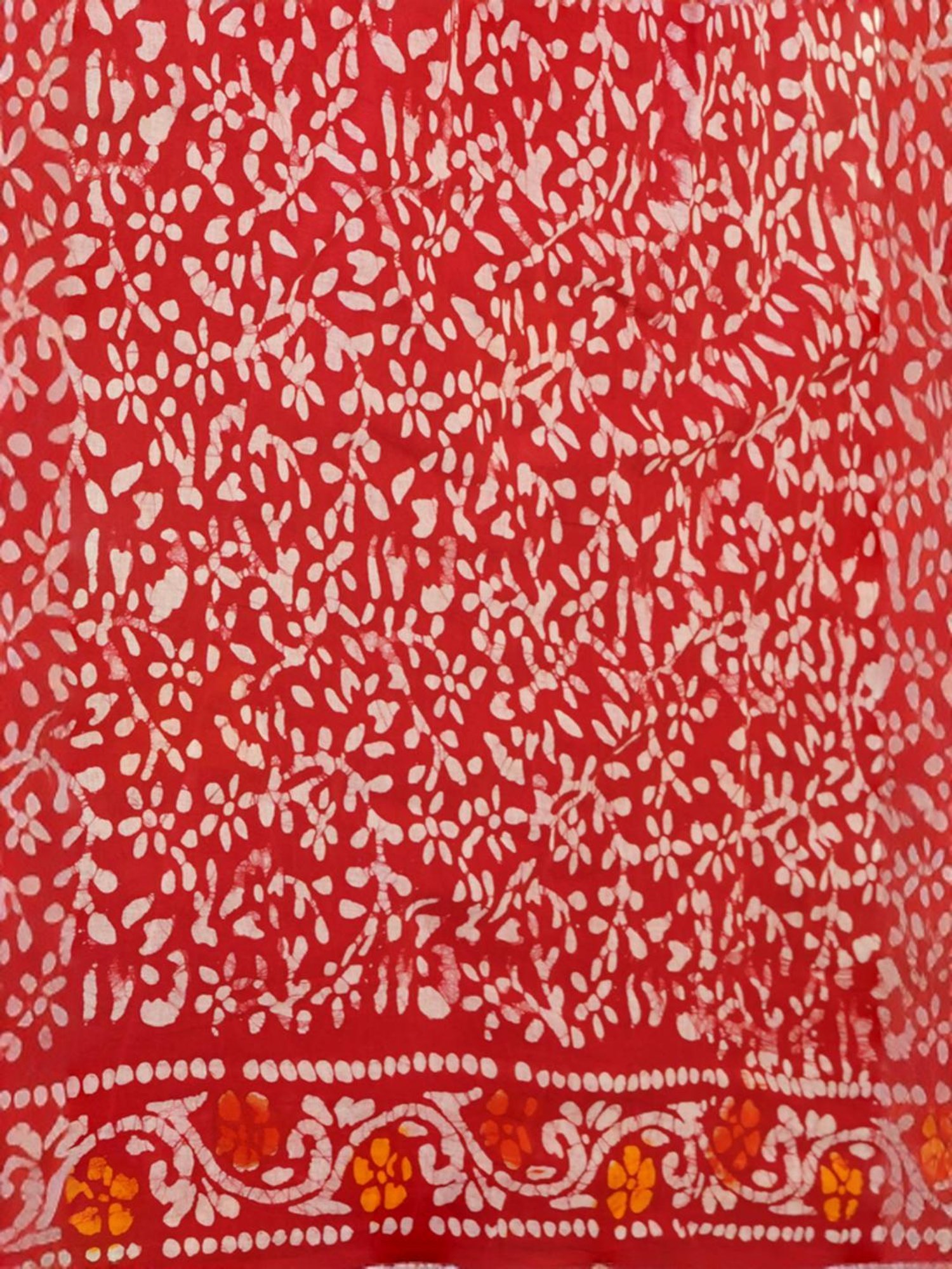 Unnati Silks Red Cotton Printed Saree With Unstitched Blouse