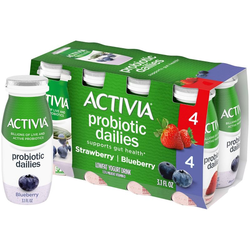 Activia Dailies Strawberry & Blueberry Probiotic Yogurt - 3.1 fl oz/8ct