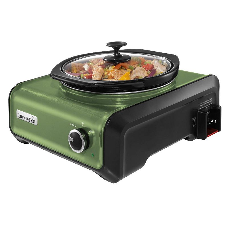 Crock-Pot Compact Hook Up Connectable Unit 2-Quart Crock Pot 3 Cooking Settings Entertainment System, Green