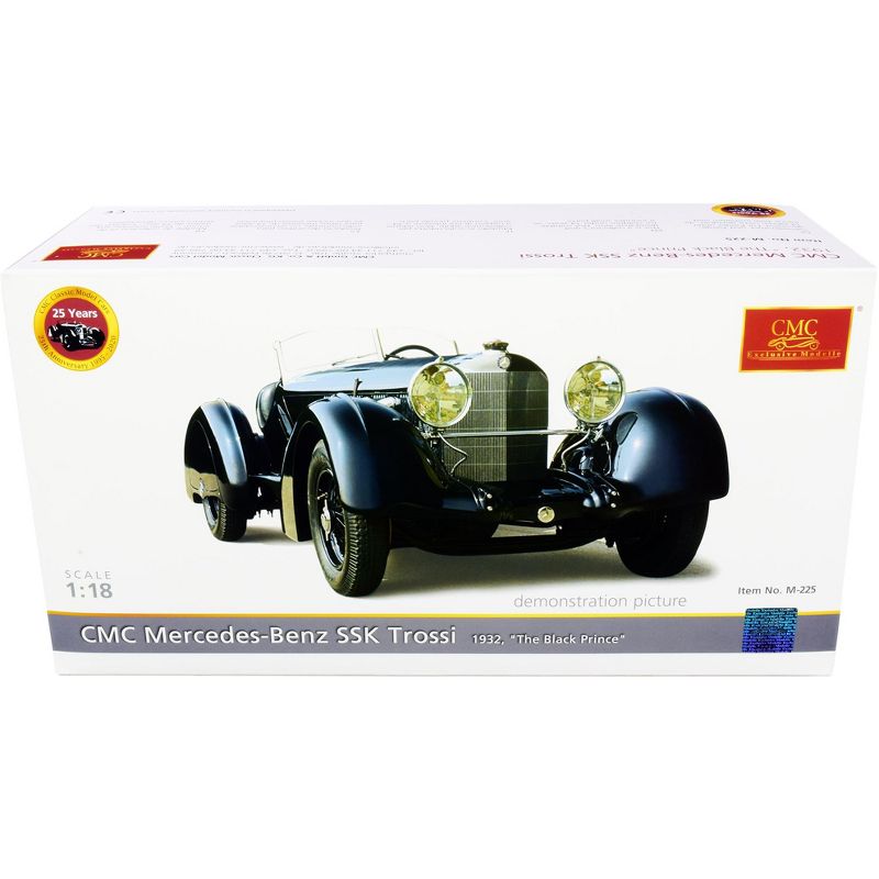 1932 Mercedes Benz SSK Trossi "The Black Prince" 1/18 Diecast Model Car by CMC
