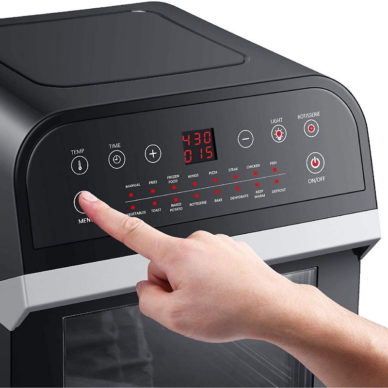 GoWISE GW44800-O Deluxe 12.7-Quarts 15-in-1 Electric Hot Air Fryer Oven with Rotisserie and Dehydrator, 3 Rack Levels, Accessories, and 50 Recipes