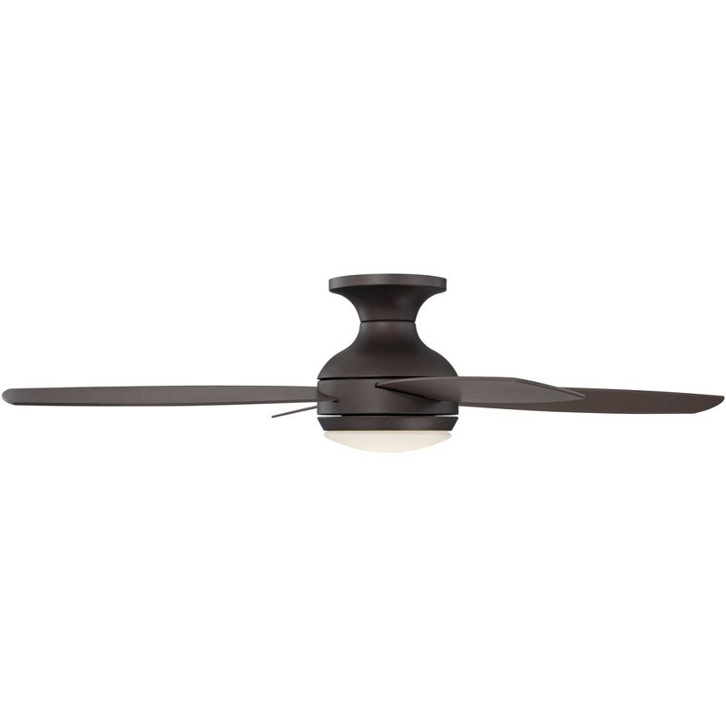 52" Casa Vieja Modern Hugger Ceiling Fan with Light LED Dimmable Remote Flush Mount Oil Rubbed Bronze for Living Room Bedroom