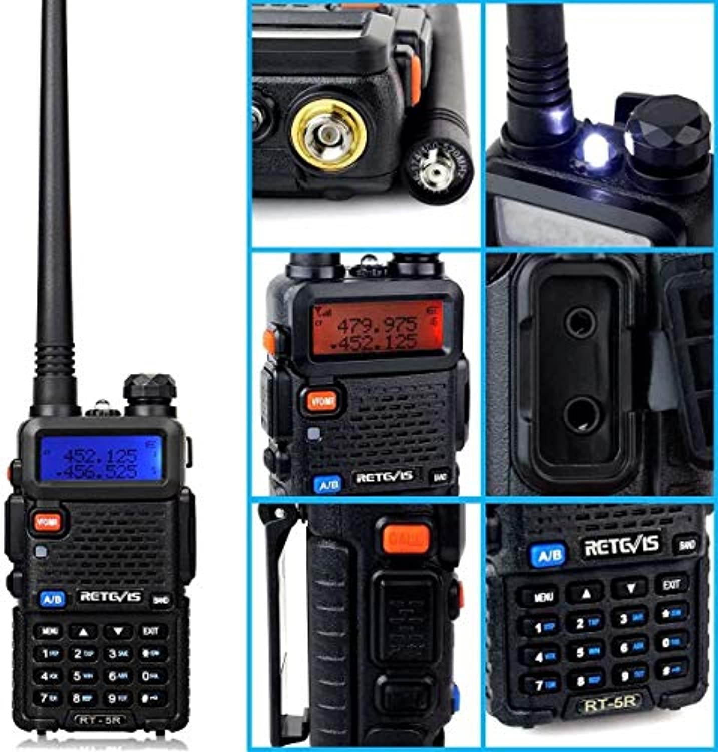 Retevis RT-5R Dual Band Handheld Radios Long Range, VHF UHF Two-Way Radio, Heavy Duty 128CH 2 Way Radio Walkie Talkies with Flashlight 1400mAh Battery (6 Pack) (5687DFD89AE7CB58)