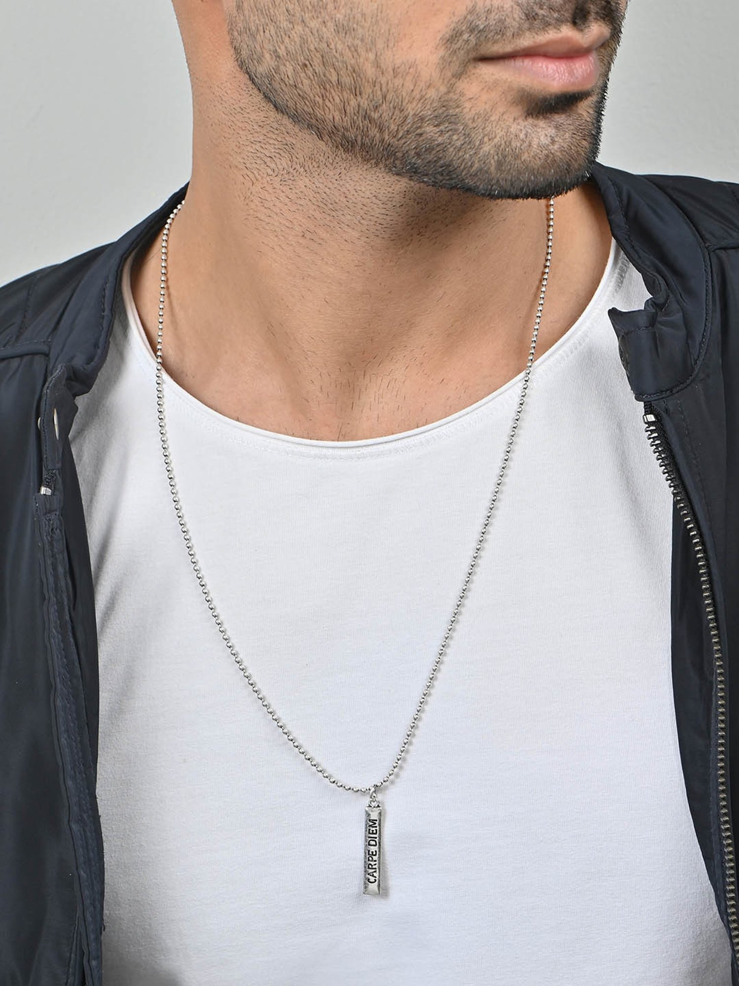 The Bro Code Silver CARPE DIEM Charm Neckalce Chain for Men