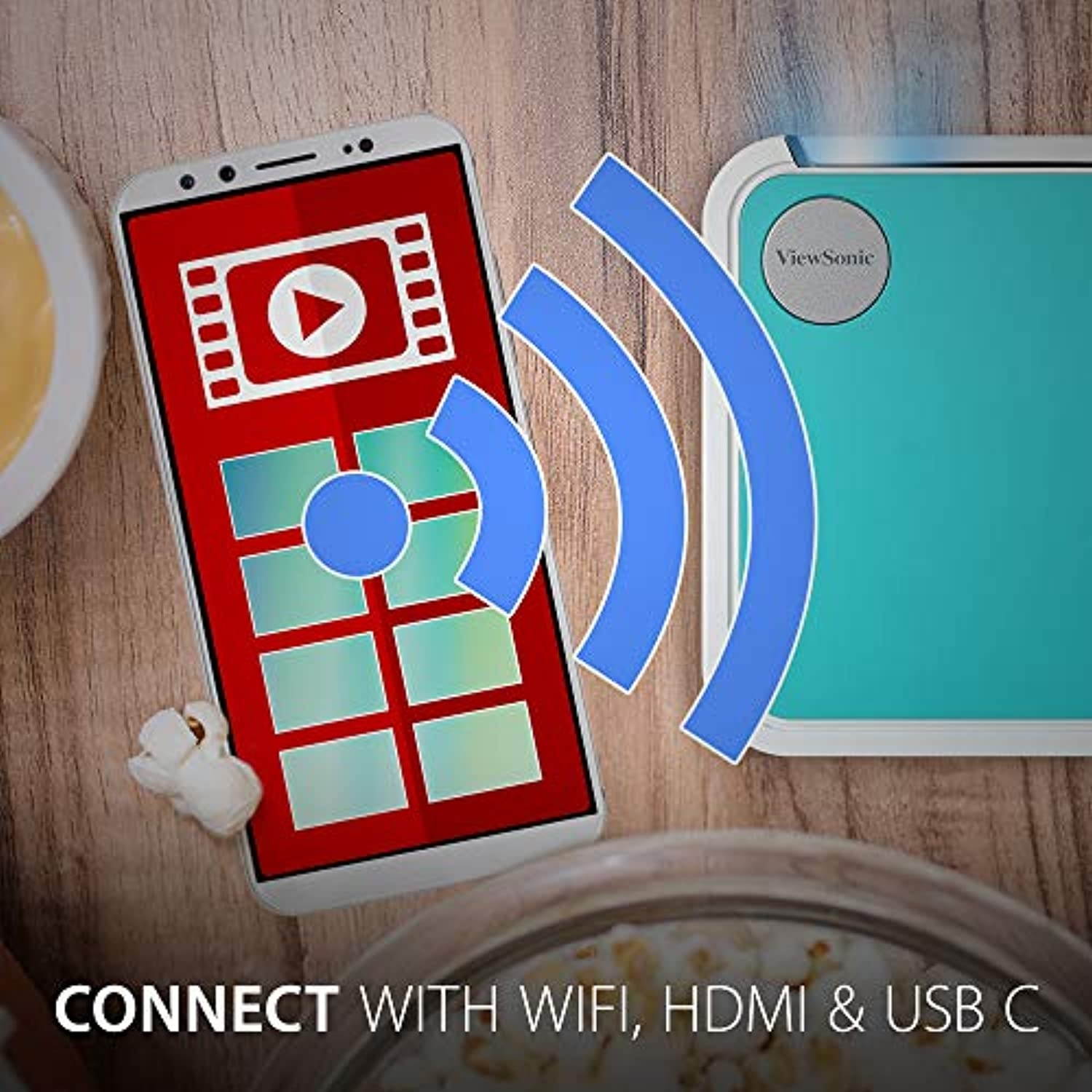 ViewSonic M1 Mini+ Smart Ultra Portable LED Projector with Bluetooth JBL Speakers, USB Type C, Automatic Vertical Keystone, Built-in Battery and 1080p Support (M1MINIPLUS) (M1MINIPLUS)