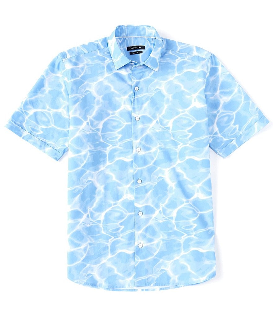 Bugatchi Pool Water Print Short-Sleeve Woven Shirt
