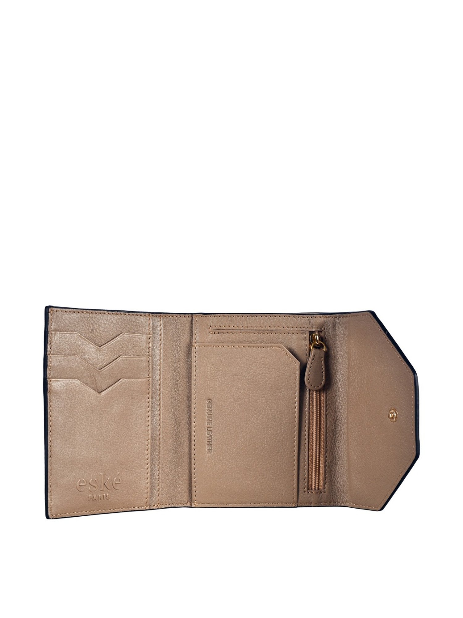 Eske Alaina  Brown Solid Tri-Fold Wallet for Women