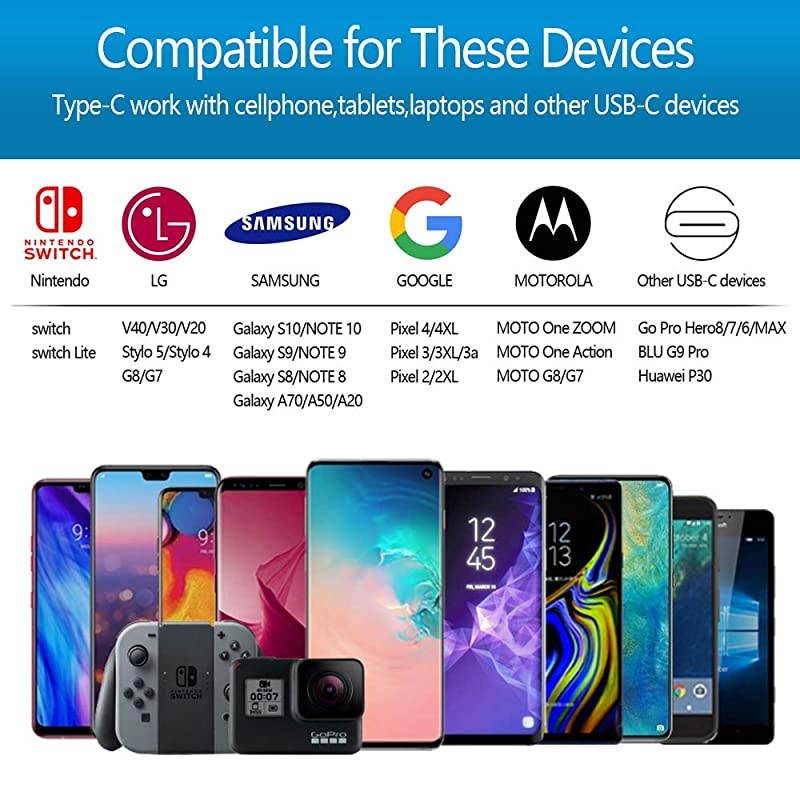 USB Type C Charging Cable Fast Charge10ft USB C Charger Cable  Nylon Braided Long Type C Cable for Samsung Galaxy S9 S10 S8 Plus Note10 9 8 Moto Z Google Pixel LG V40 G8 G7