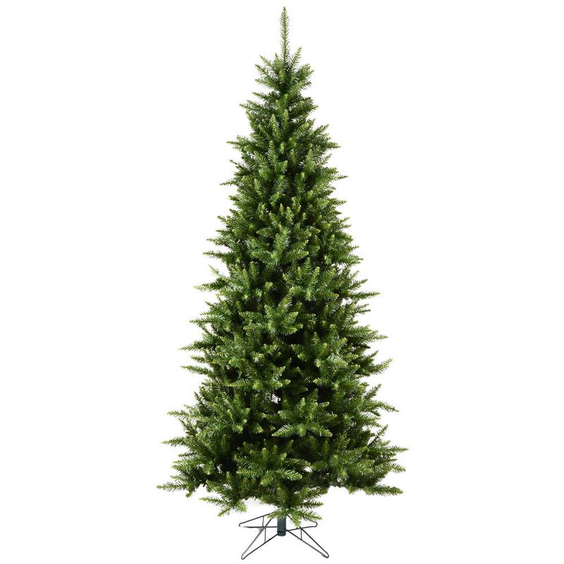 Vickerman Camdon Fir Slim 6.5 Foot Tall x 41 Inch Diameter Artificial Unlit Green Christmas Tree with Stand for Holiday Season Decor