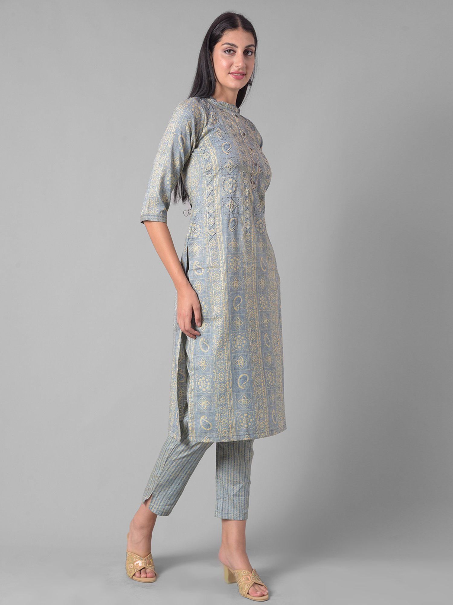 Dollar Missy Blue Embellished Kurta With Pants