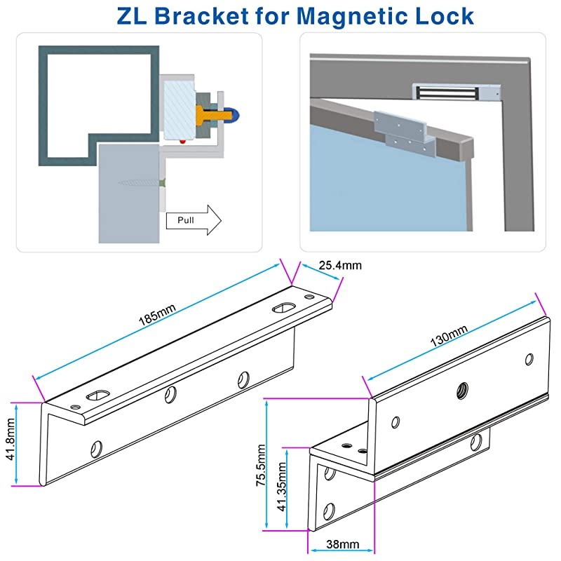 Z and L Bracket for Inward Door 180KG/350lbs Holding Force Electric Magnetic Lock