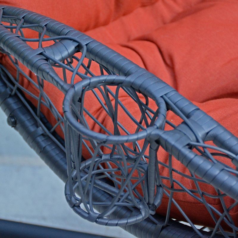 Cushioned Rattan Wicker Hanging Chair with Stand - Terra Cotta - Algoma