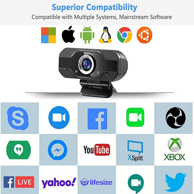 Webcam with Microphone HD 1080P  Web Camera for Computer PC Laptop Desktop USB Webcam for StreamingVideo CallingRecordingConferencing Compatible with WindowsMac OS