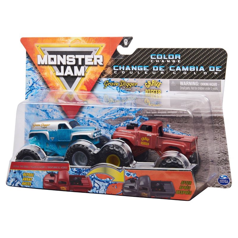 Monster Jam Official Grave Digger vs. Grave Digger (1982 Retro) Color-Changing Die-Cast Monster Trucks - 1:64 Scale