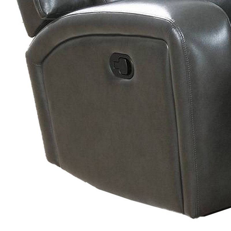 Upholstered Power Recliner with USB Port and Pillow Backrest Black - Benzara