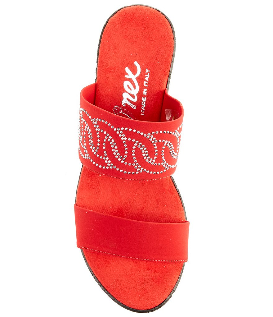 Onex Bernice Embellished Leather Slide-On Wedges