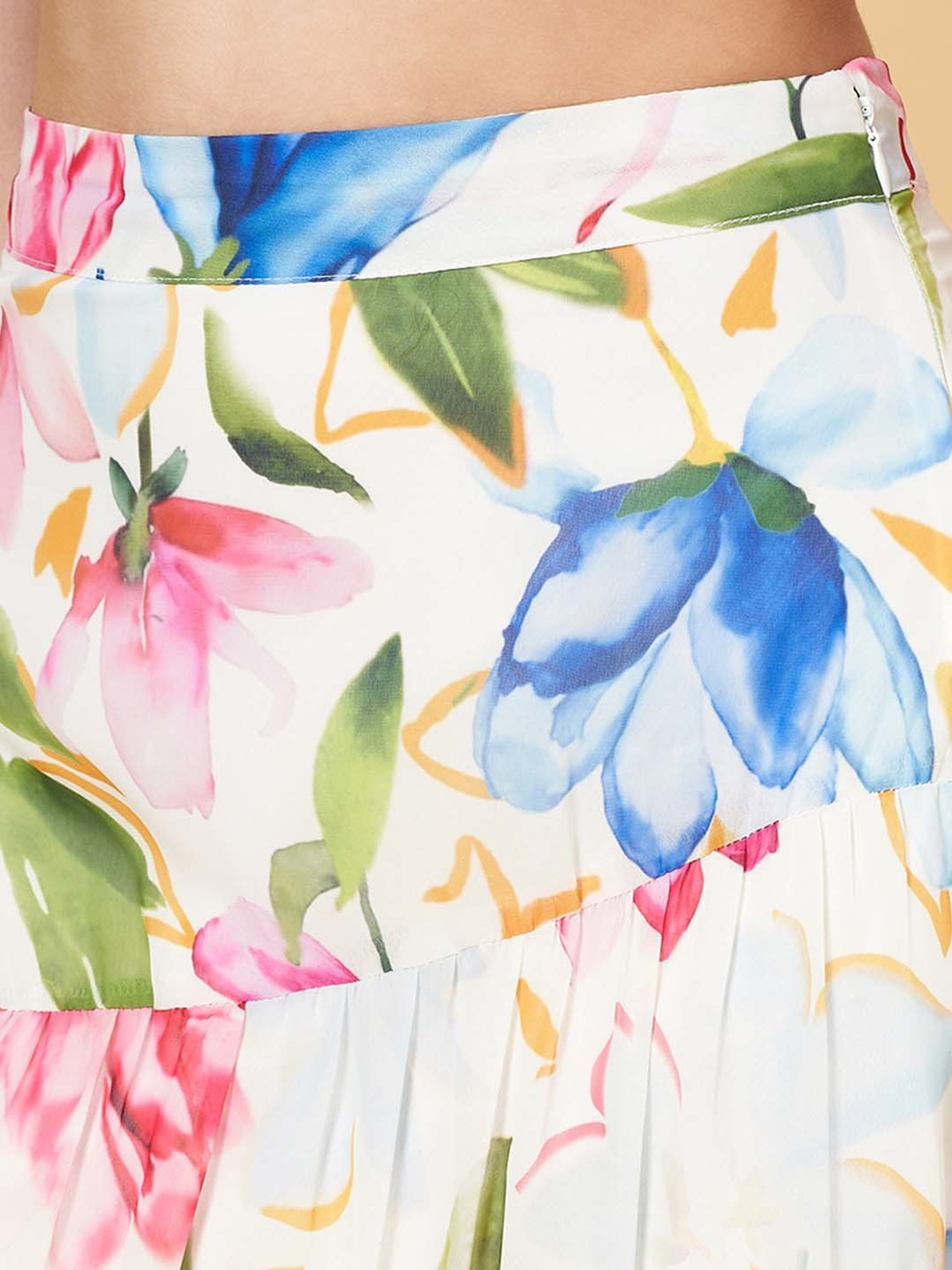 Honey by Pantaloons White Floral Print High-low Skirt