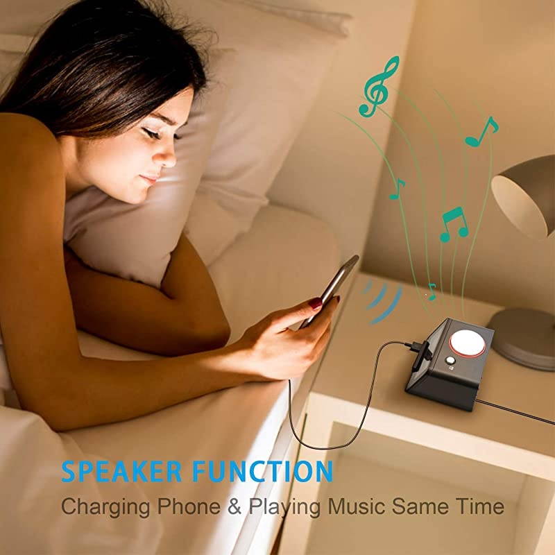 Alarm Clocks with Wireless Shaker 3 Level Intense Vibrating Shaker for Heavy SleepersDeafHearing Disorder Digital Alarm Clocks with Speaker amp Dual Charging Ports Black