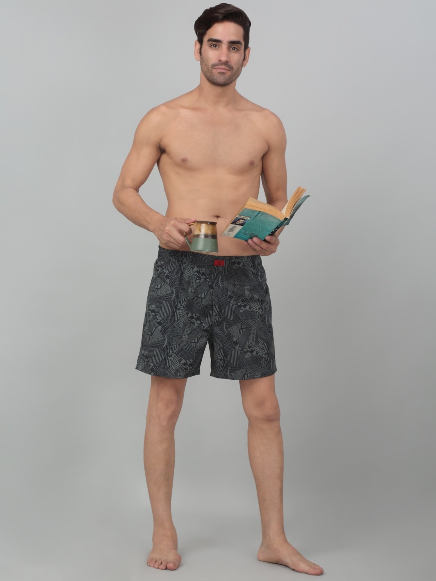 Cantabil Green Cotton Regular Fit Printed Boxers
