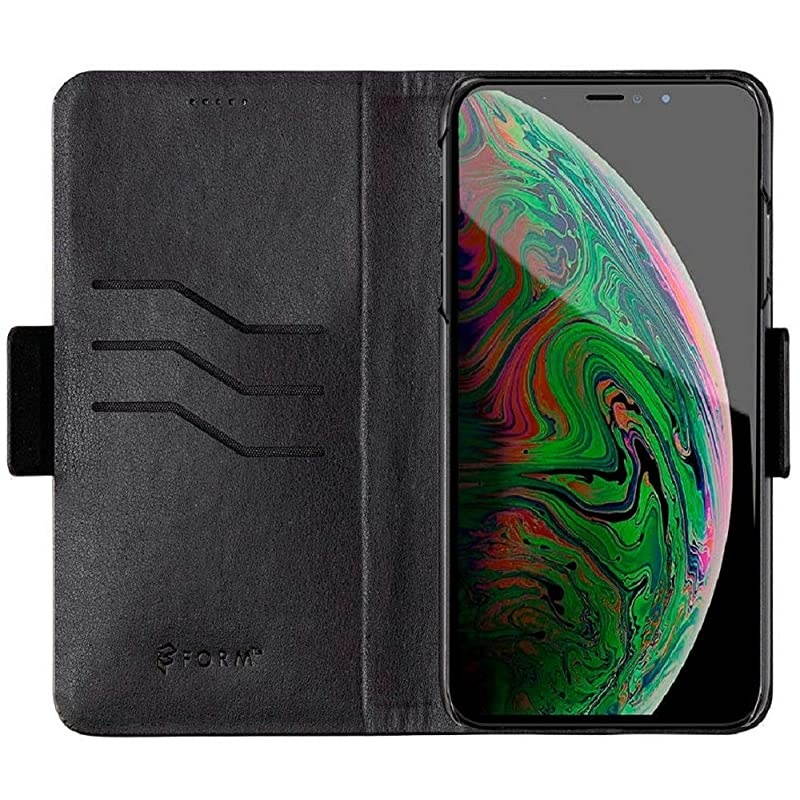 iPhone Xs Max Vegan Leather Wallet Case Black with Internal Card Slots amp Magnetic Cover Form Collection