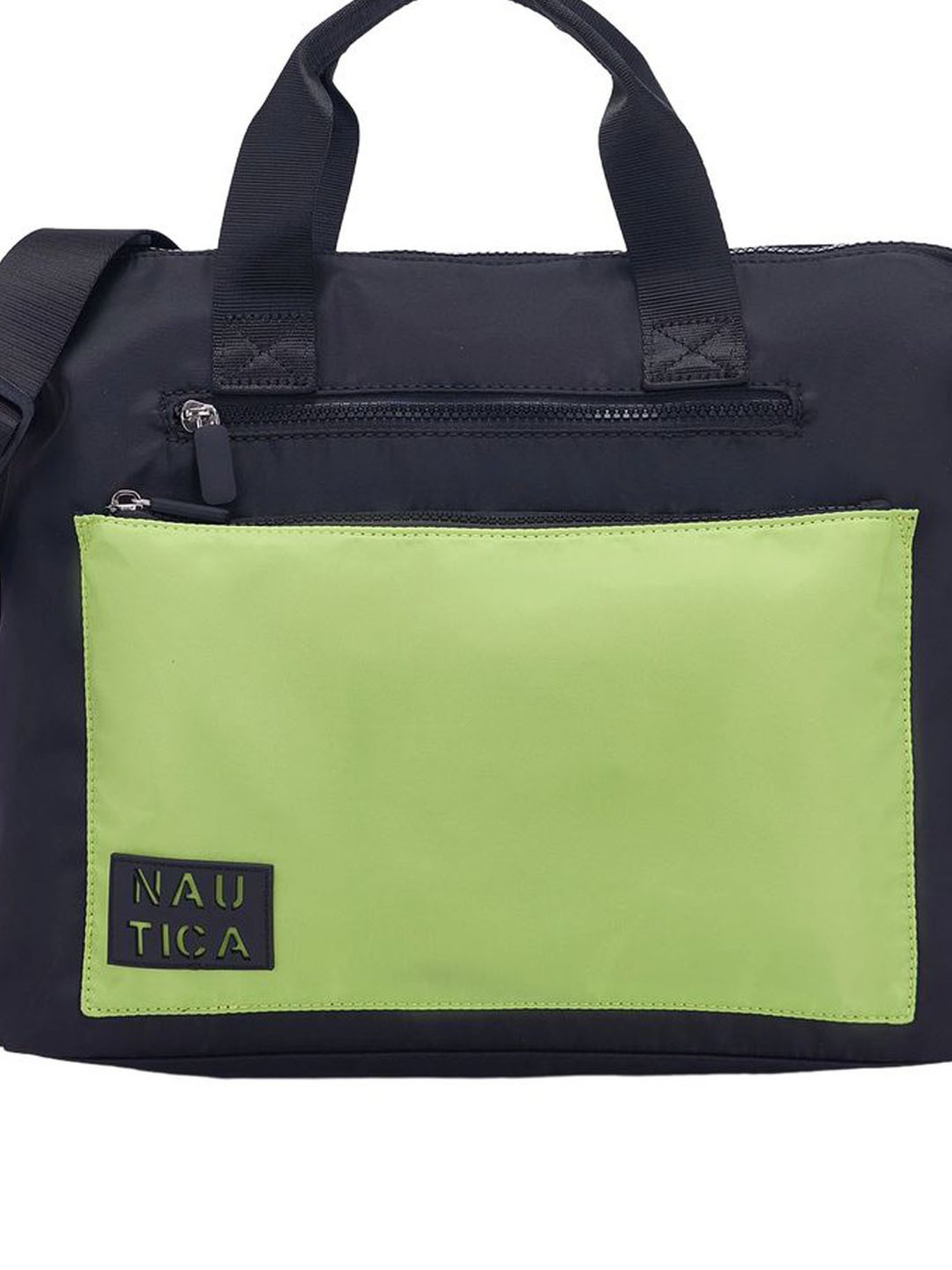 Nautica Black & Green Solid Medium Handbag