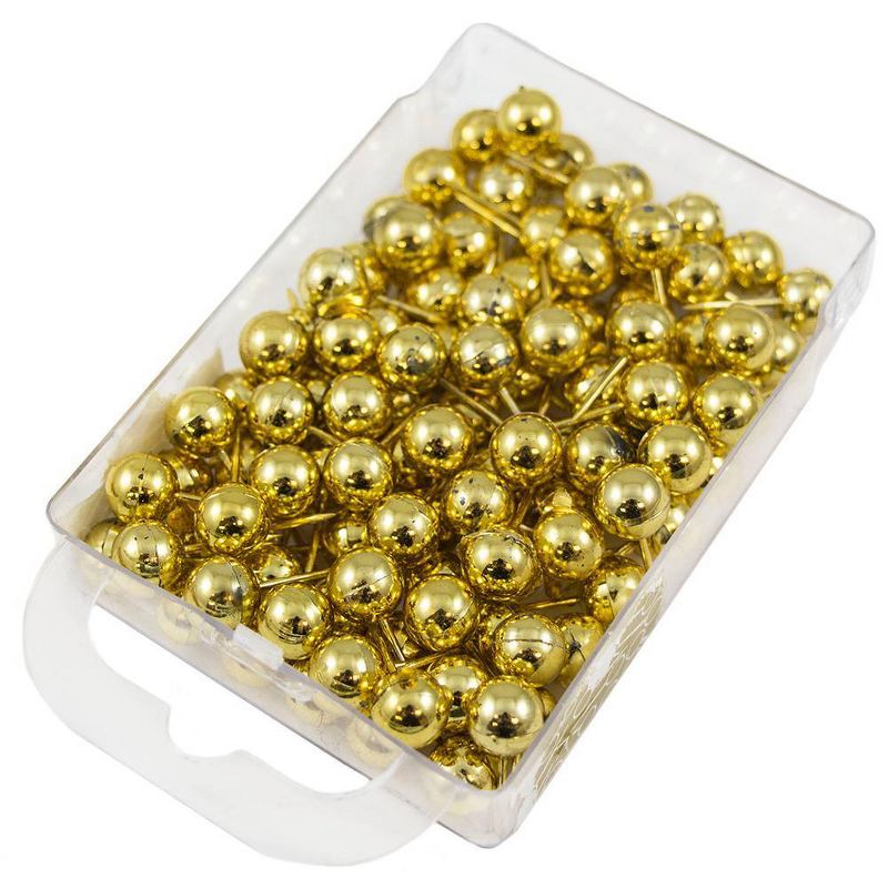 JAM Paper 100pk Colorful Round Head Push Pins - Gold