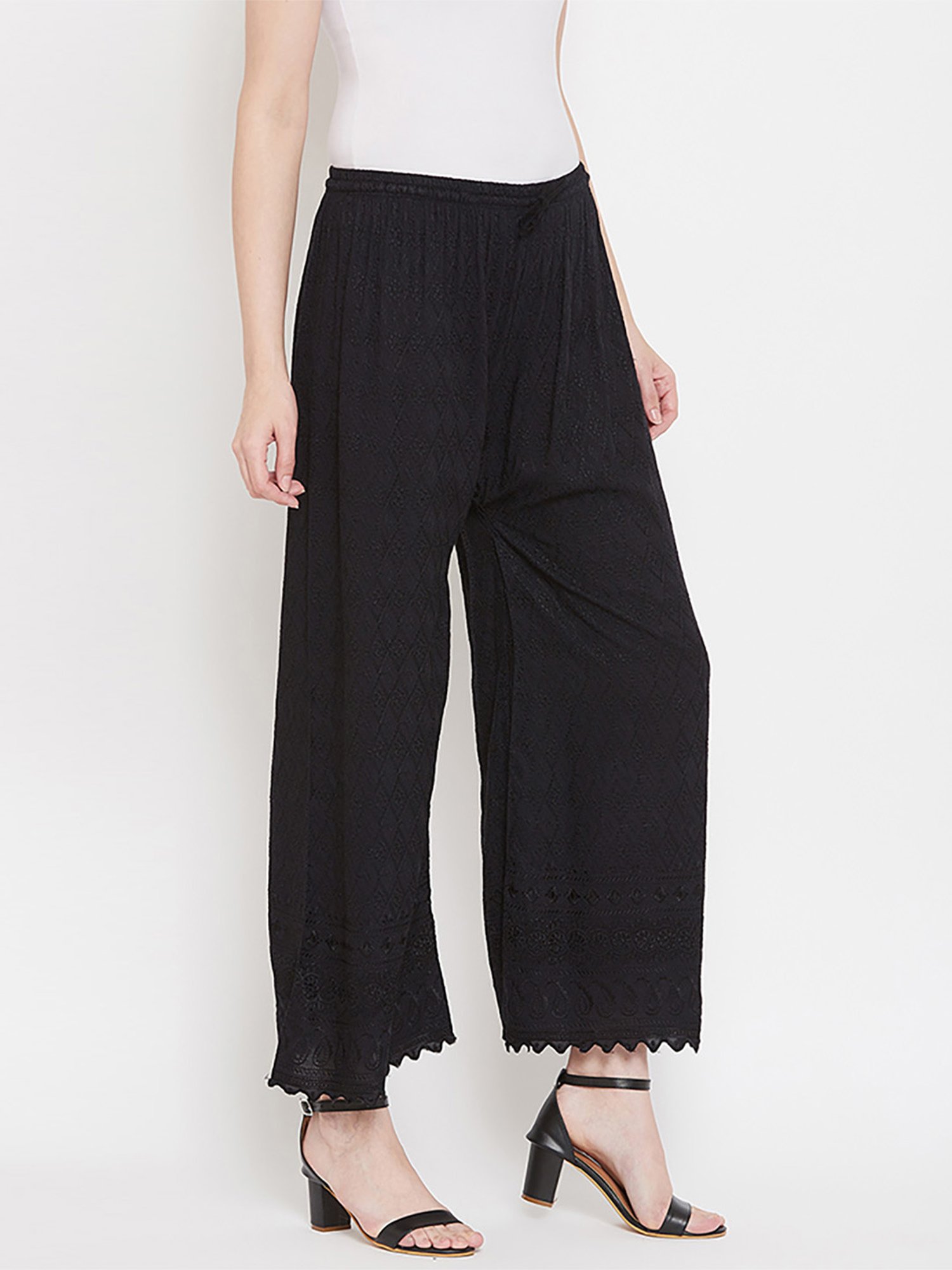 Castle Black Embroidered Palazzos