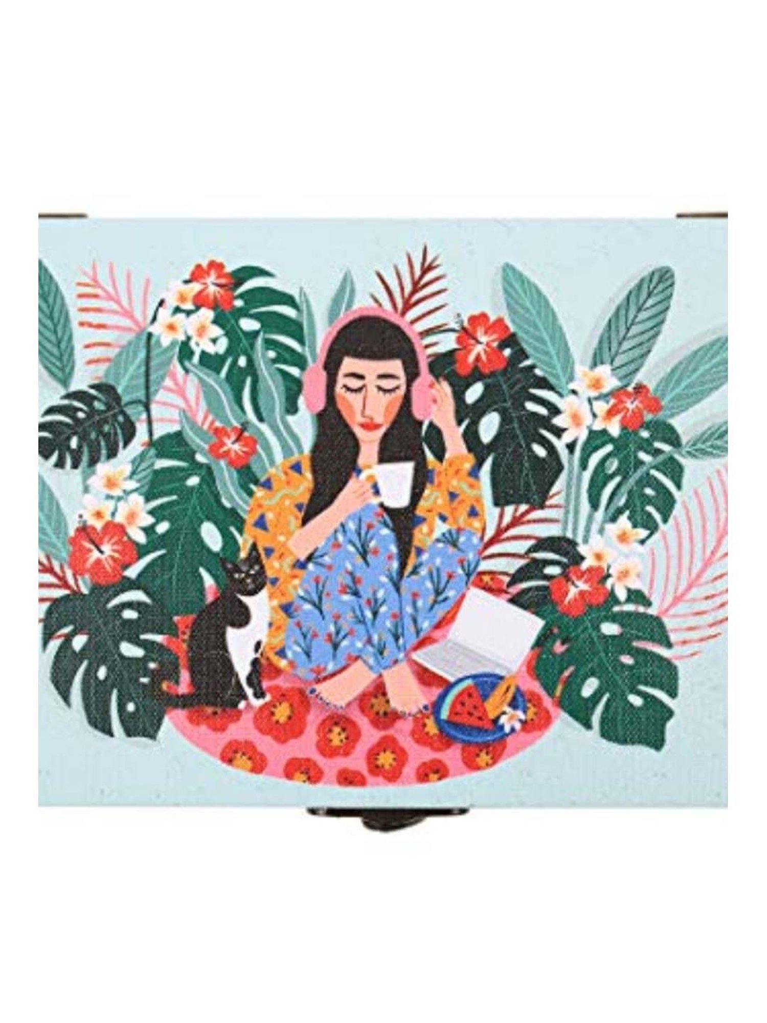 Chumbak Live Slow Pink & Blue MDF Storage Box - Set of 1