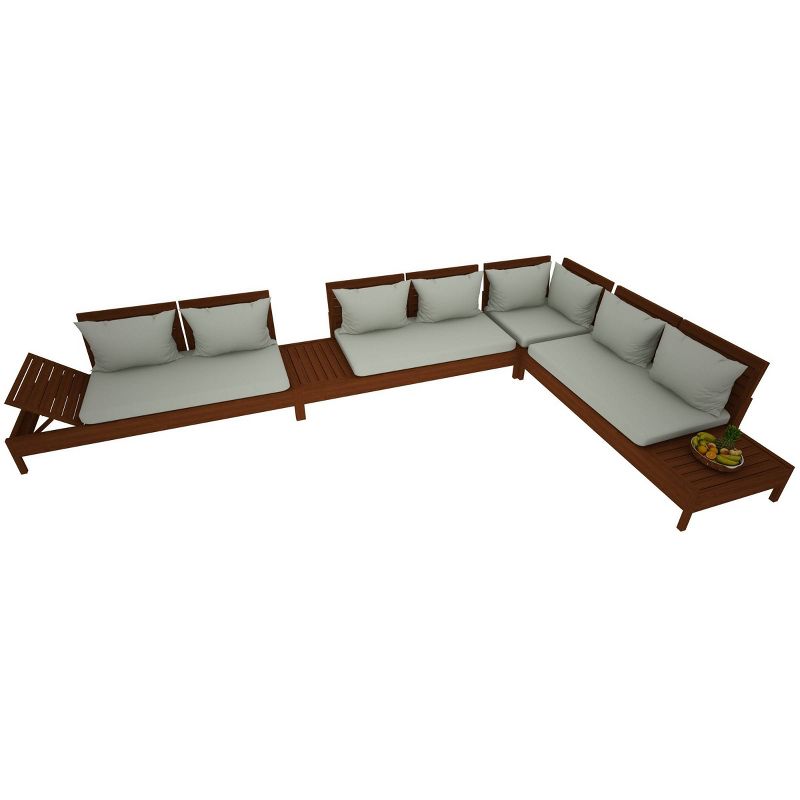 2pc Grass Eucalyptus Wood Outdoor Seating Set - Alaterre Furniture