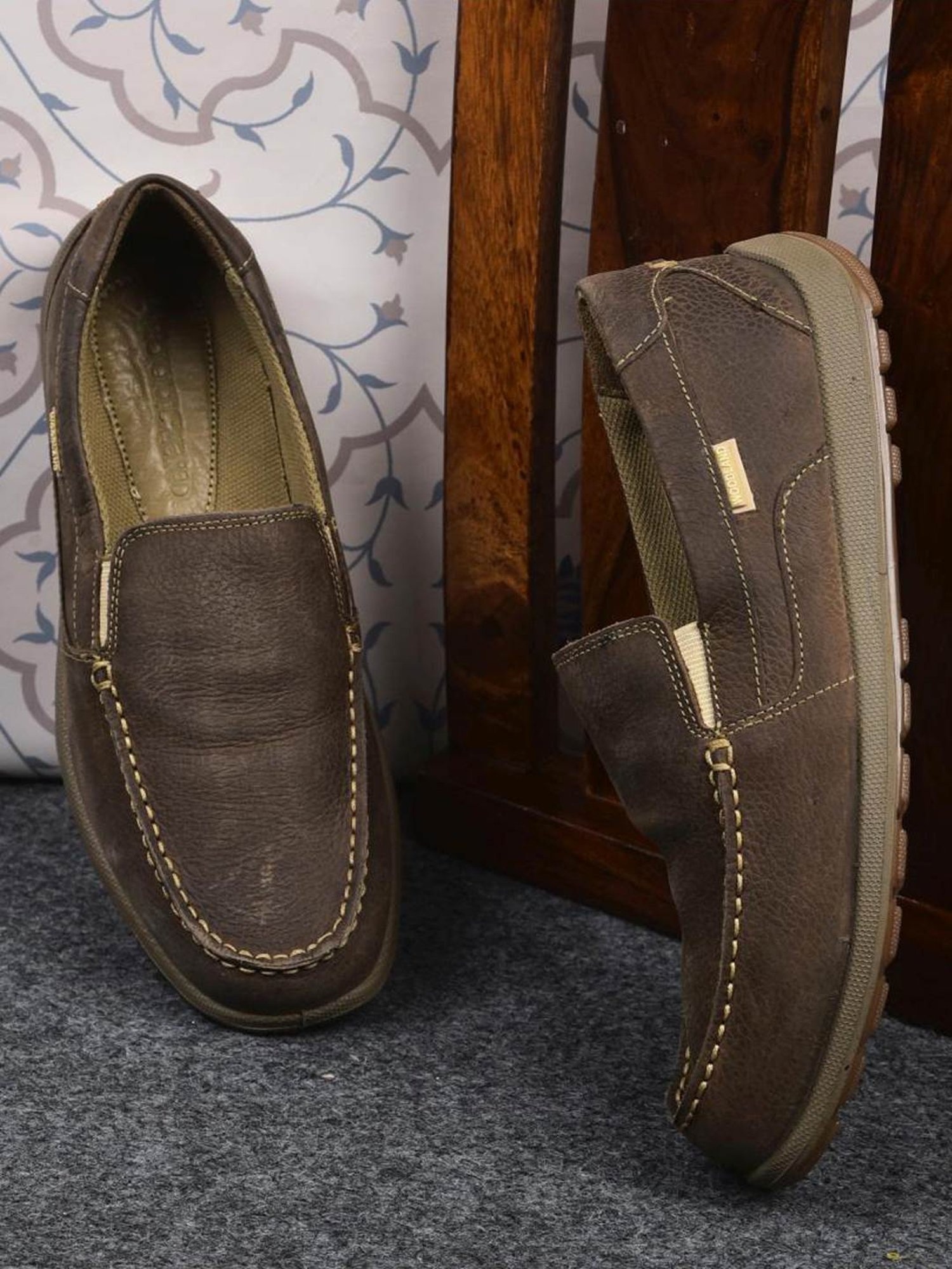 Woodland Men's Grey Casual Loafers